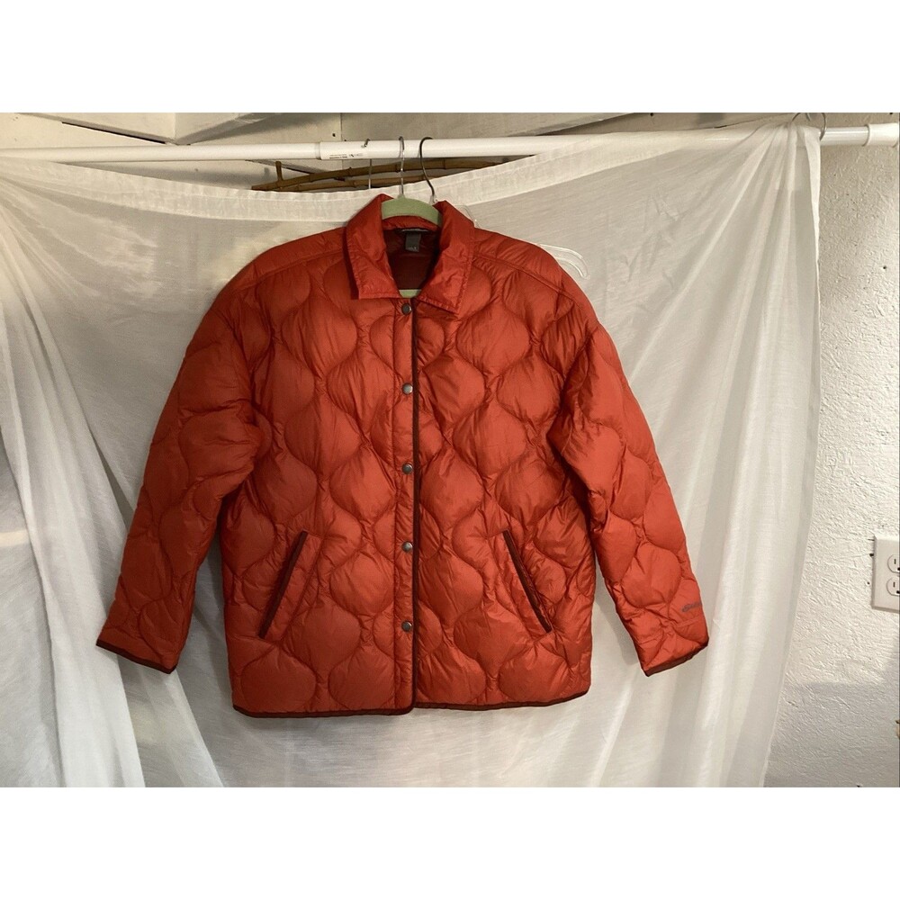 eddie bauer down puffer jacket women’s S quilted snap front lightweight orange